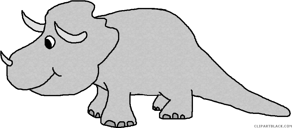 Triceratops Animal Free Black White Clipart Images - Dinosaur Clip Art (971x436)