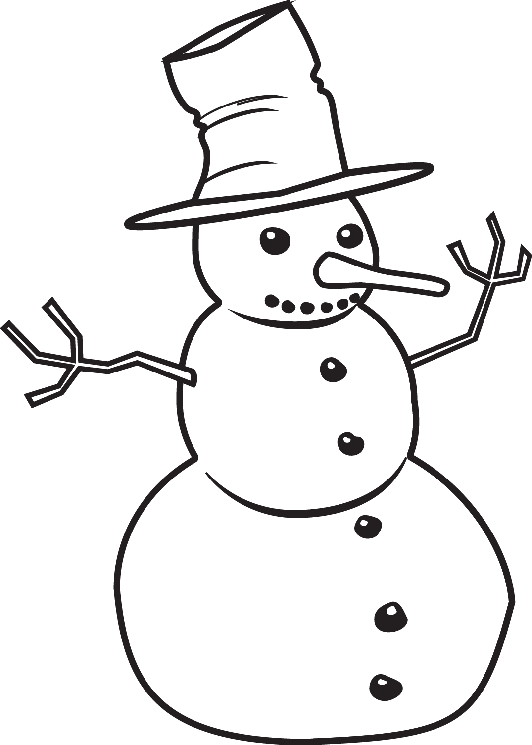 Classic Snowman Image - Snowman Black And White Clipart (1075x1504)