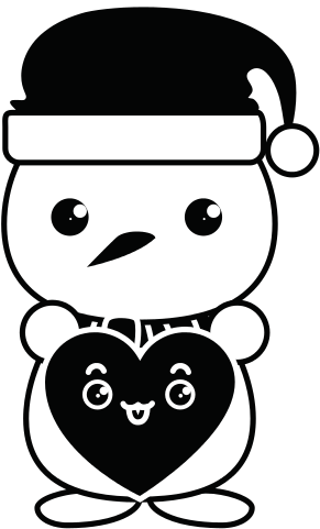 Snowman With Christmas Hat And Heart Kawaii Character - Muñeco De Nieve Kawaii (550x550)