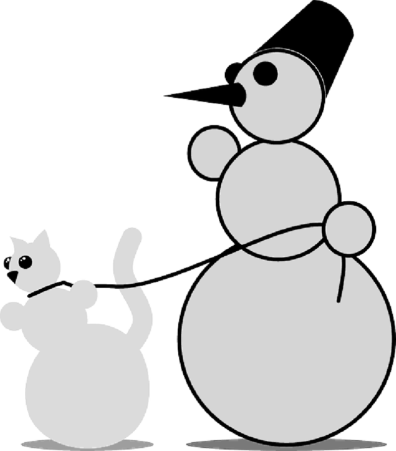 Snowman, Cat, Leash, Christmas, Xmas, Humor, Snow - Clip Art (800x912)