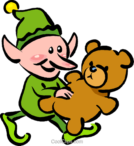 Santa's Elf Royalty Free Vector Clip Art Illustration - Santa's Elves Clip Art (441x480)