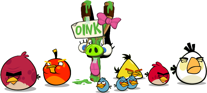 Pigged Slingshot By Chinzapep - All Angry Birds Characters (799x336)
