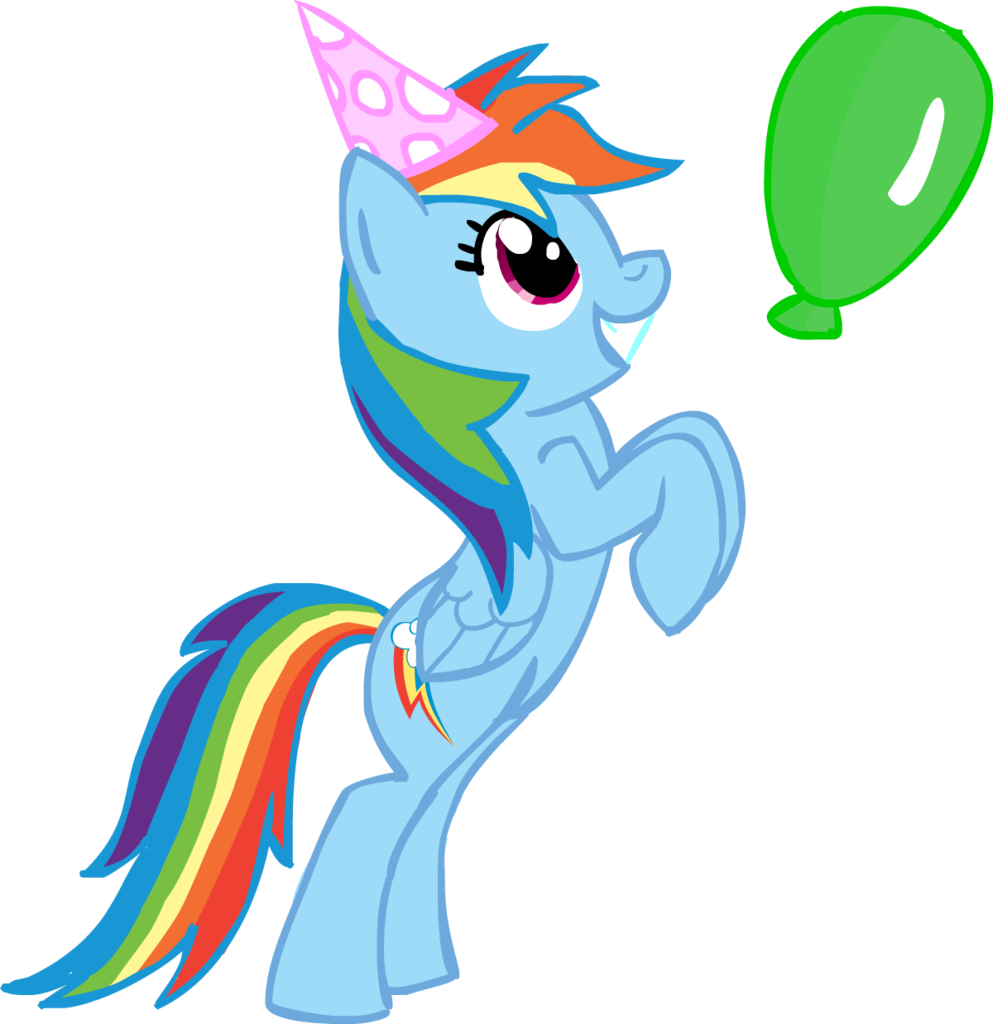 Chir-miru, Backwards Cutie Mark, Balloon, Hat, Party - Rainbow Dash Birthday Png (993x1024)