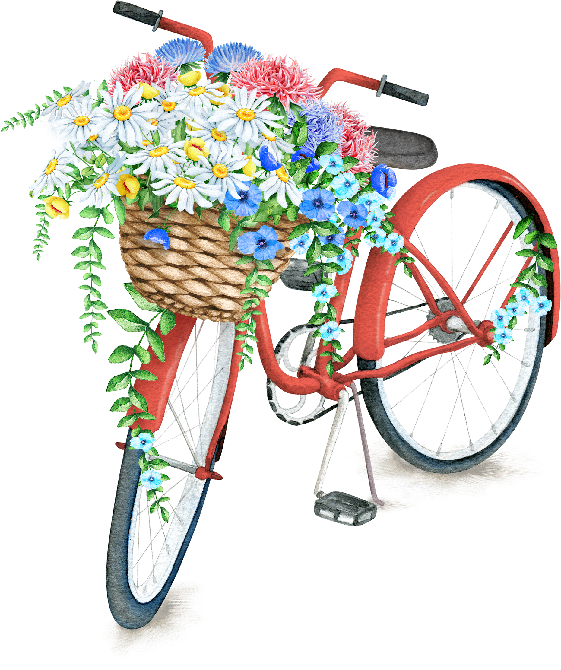 Bicycle Race, Vintage Bicycles, Bike Art, Fashion Illustrations, - Bicycle With Flowers In Basket Paintings (2000x2278)