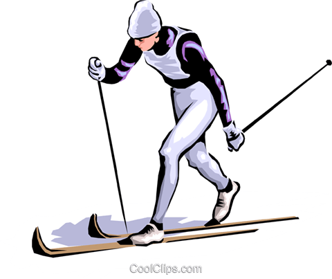 Cross-country Skier Royalty Free Vector Clip Art Illustration - Cross Country Skiing (480x403)