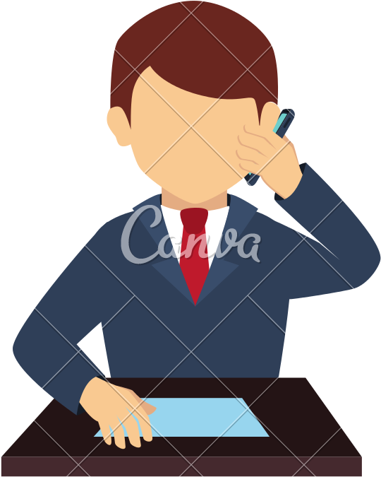 Man Phone Front Suit Tie Business Icon - Old Man In Suit Cartoon (800x800)