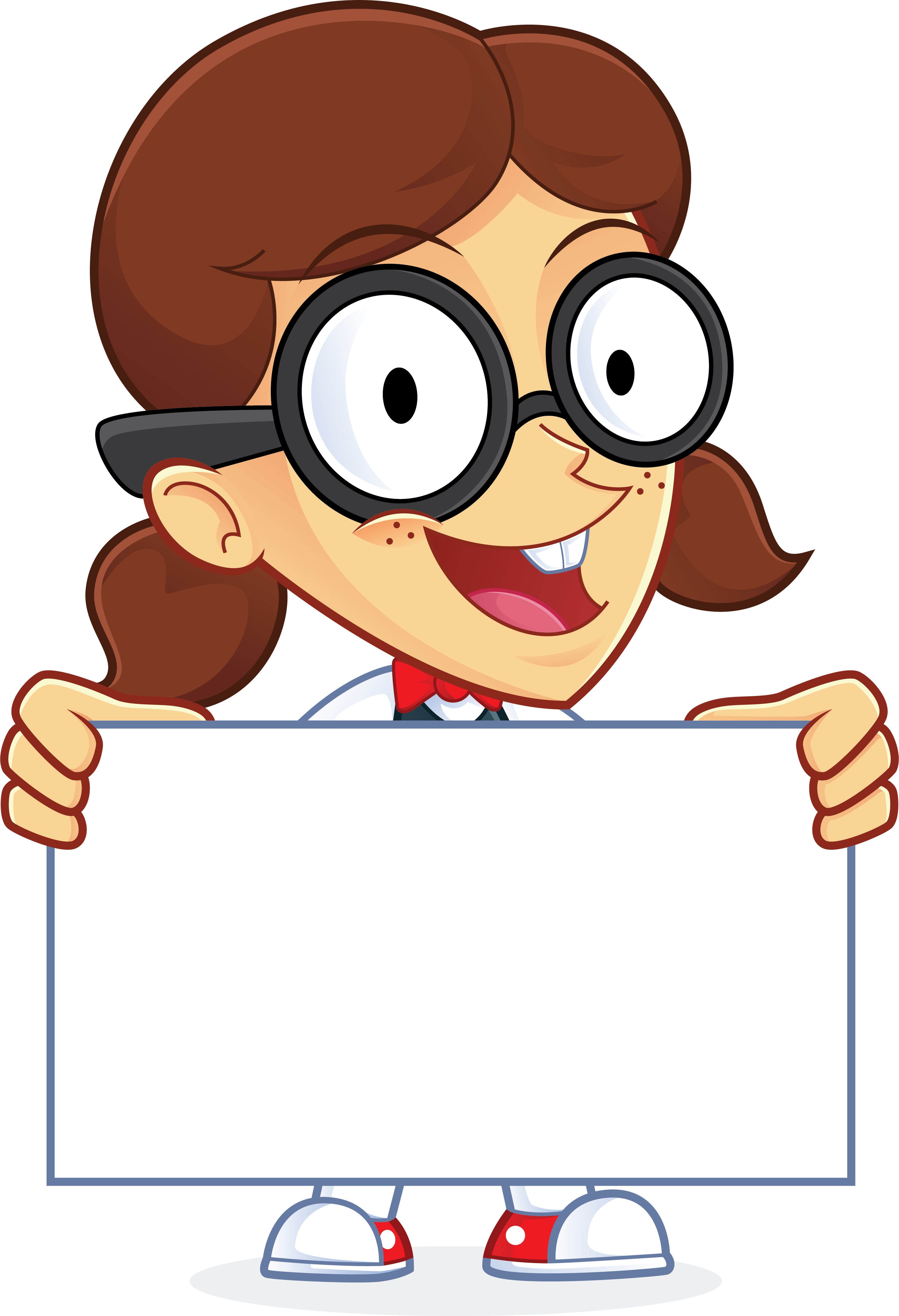 Nerd Geek Girl Clip Art - Clipart Holding Sign (3031x4434)
