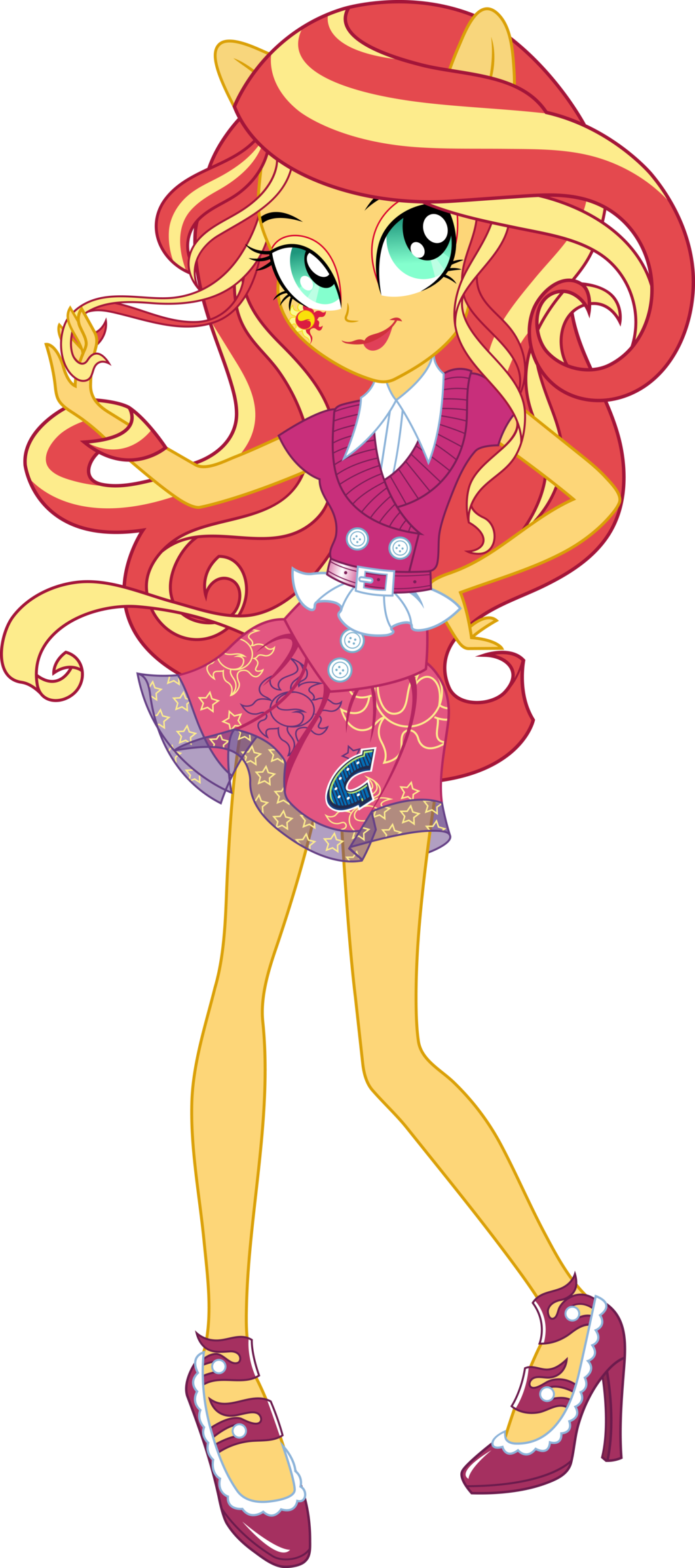 School Spirit Sunset Shimmer Vector By Icantunloveyou - Sunset Shimmer School Spirit (1024x2311)
