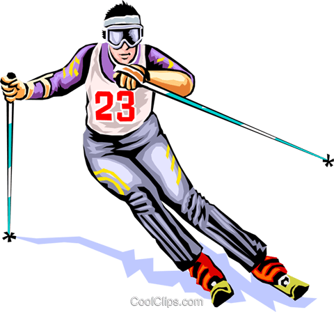 Downhill Skier Royalty Free Vector Clip Art Illustration - Ski Racing Clip Art (480x448)