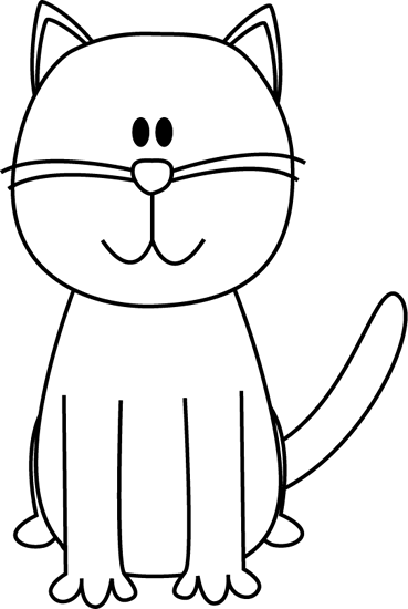 White Cat Clip Art Black And White Cat Black And White - Cat Cartoon Black And White (369x550)