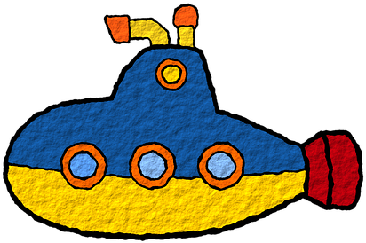 Amarillo Blue El Mar Mar Sea Sub Submarine - Submarine Clipart (520x340)