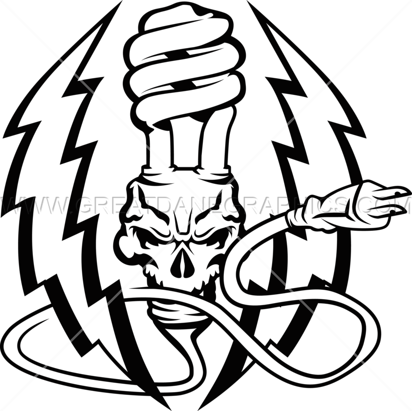 Lightning Skull Bulb - Illustration (825x823)