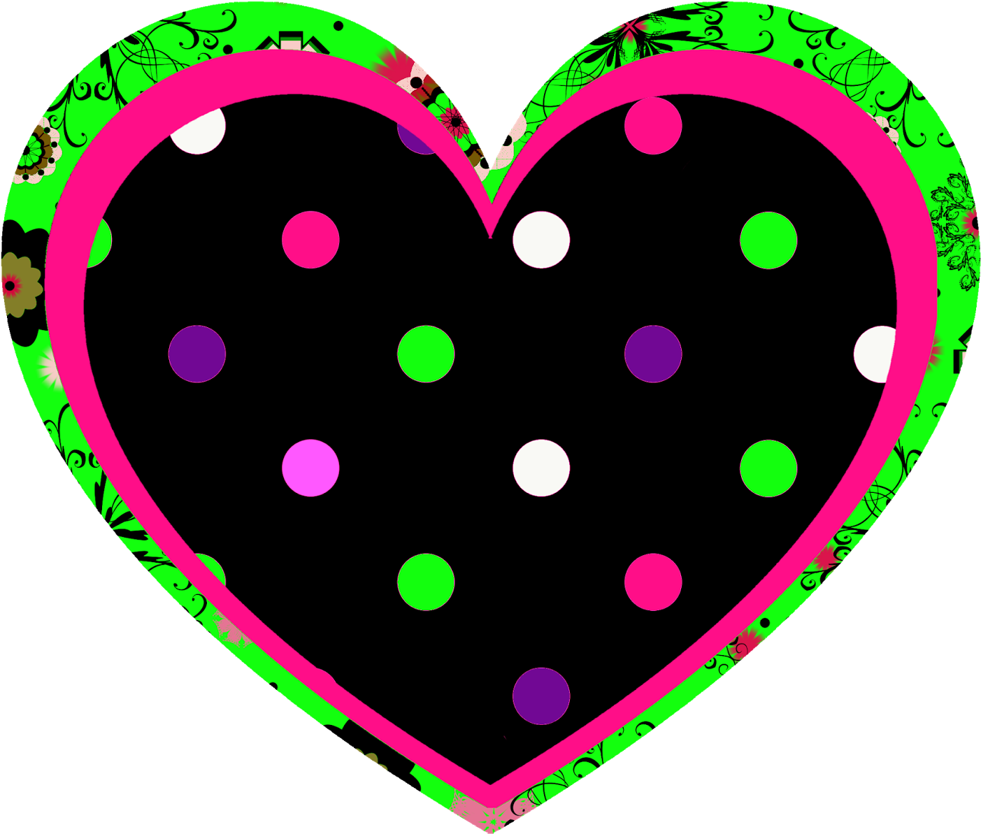 On This One, I Filled The Outside Brush With Lime Color - Heart (1600x1600)