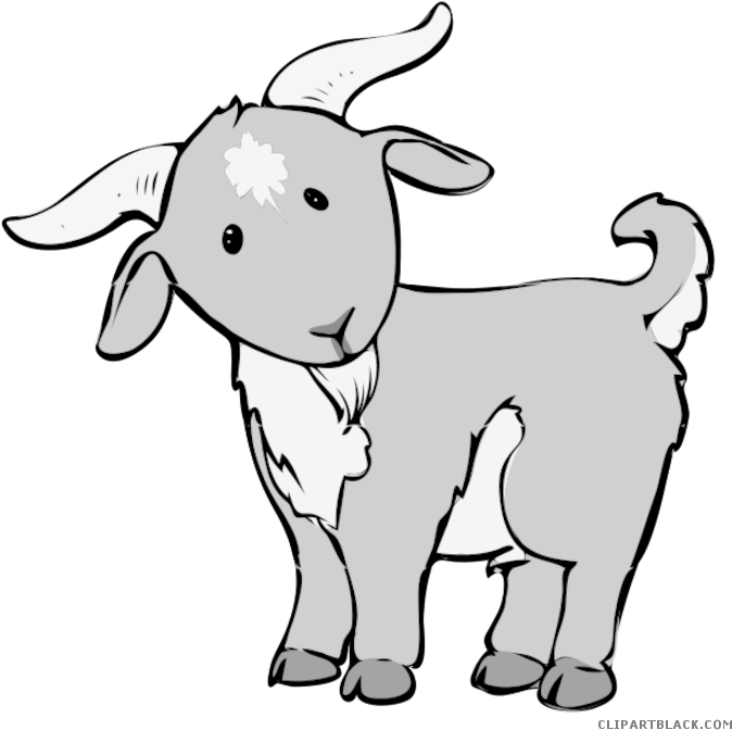 Baby Goat Animal Free Black White Clipart Images Clipartblack - Goat Clipart (700x693)