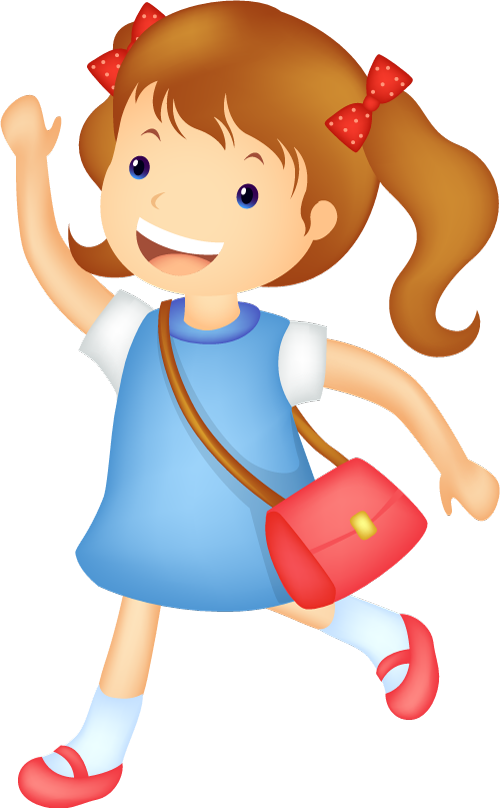 Student School Clip Art - School Girl Cartoon Png (500x808)
