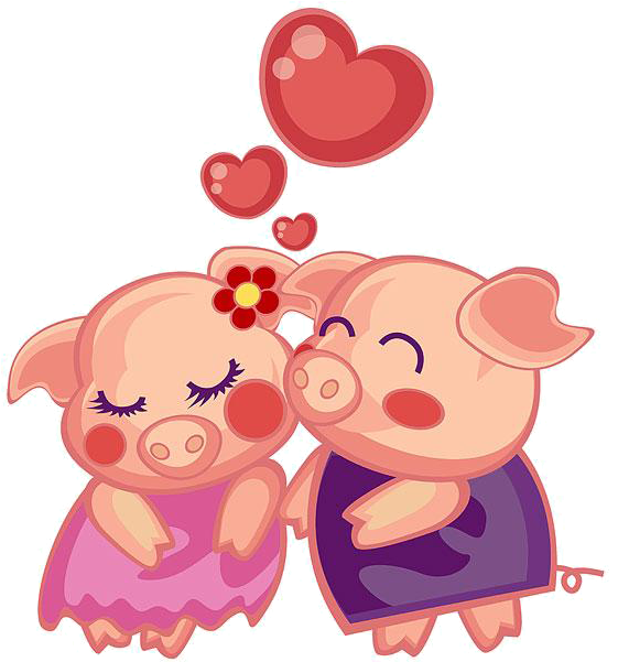 Domestic Pig Porky Pig Miss Piggy Cartoon - Pig Couple Cartoon (572x600)
