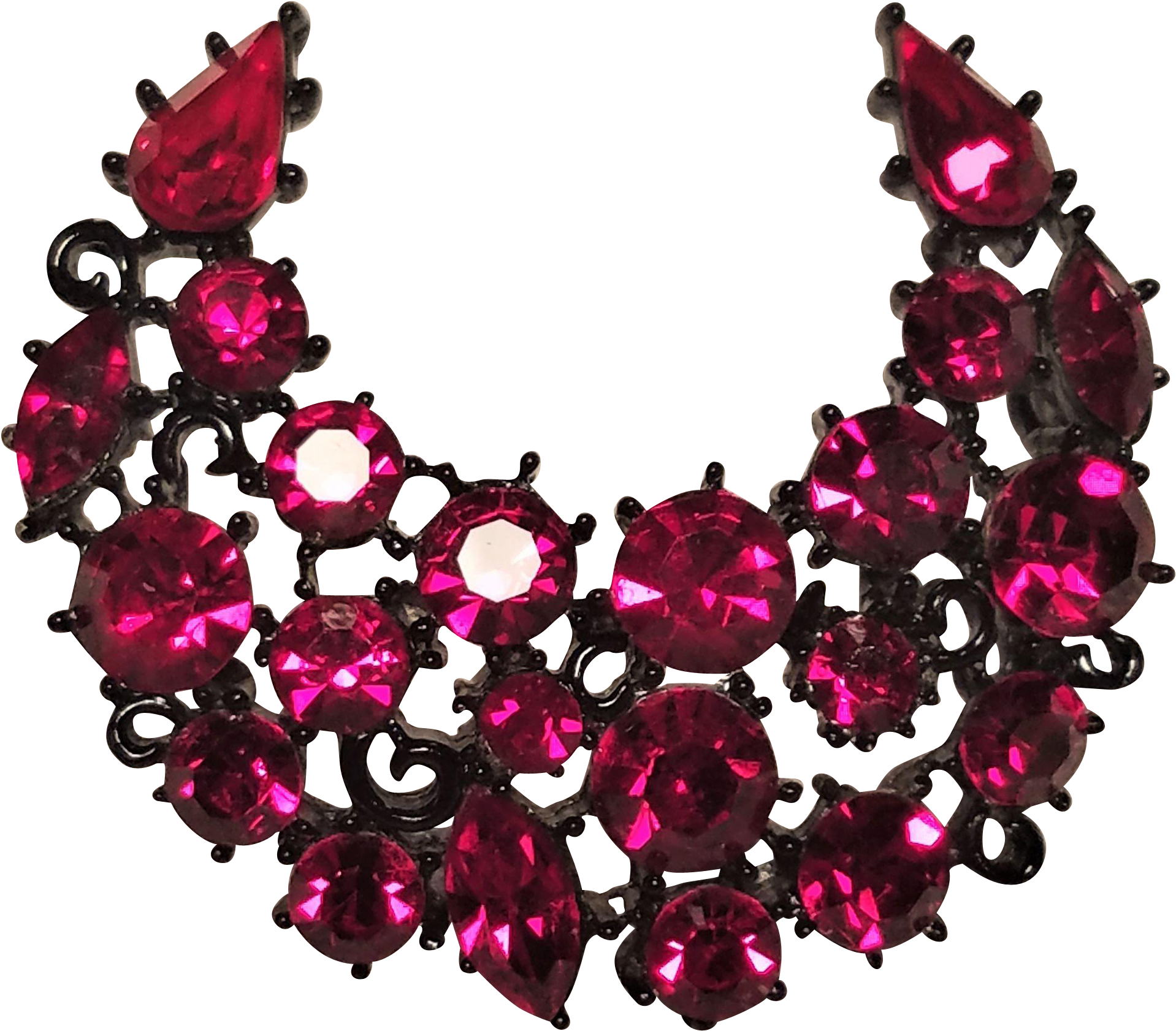 Vintage Lisner Red Rhinestone Crescent Pin In Black - Necklace (1917x1917)