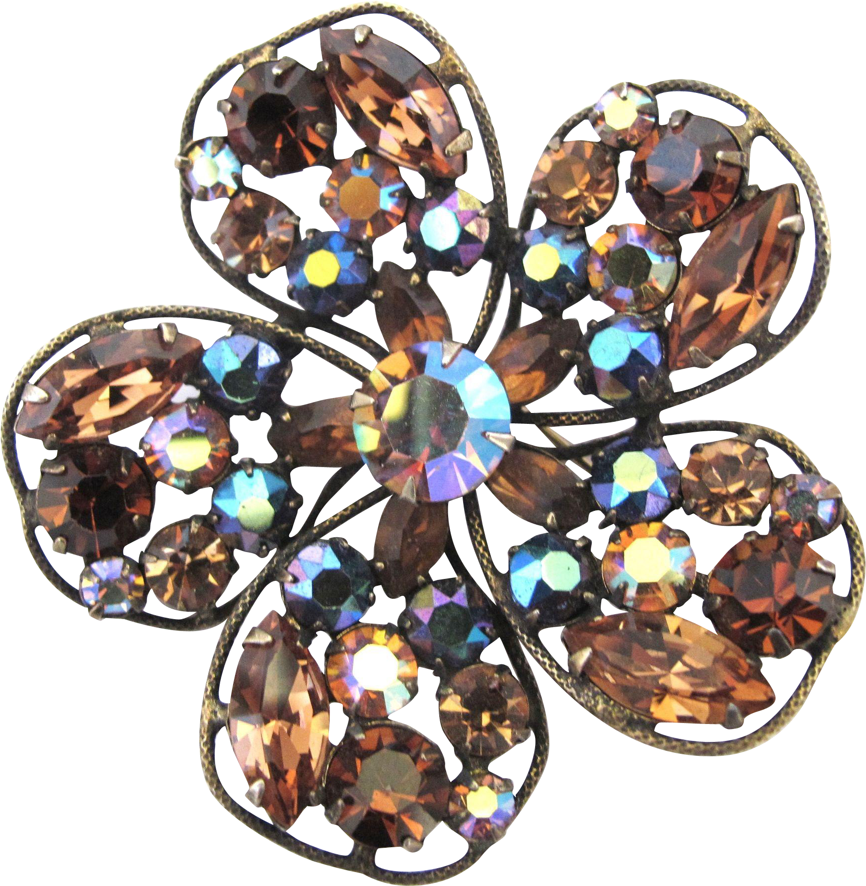 Regency Amber Rhinestone Flower Pin - Crystal (1782x1782)