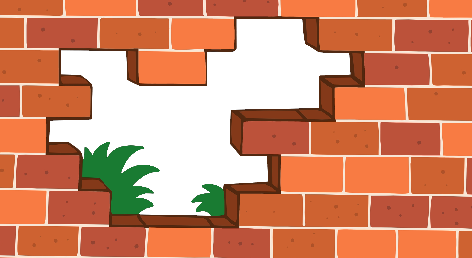 Flat Wind Vector Red Brick Wall And Grass - Brick (1929x1055)