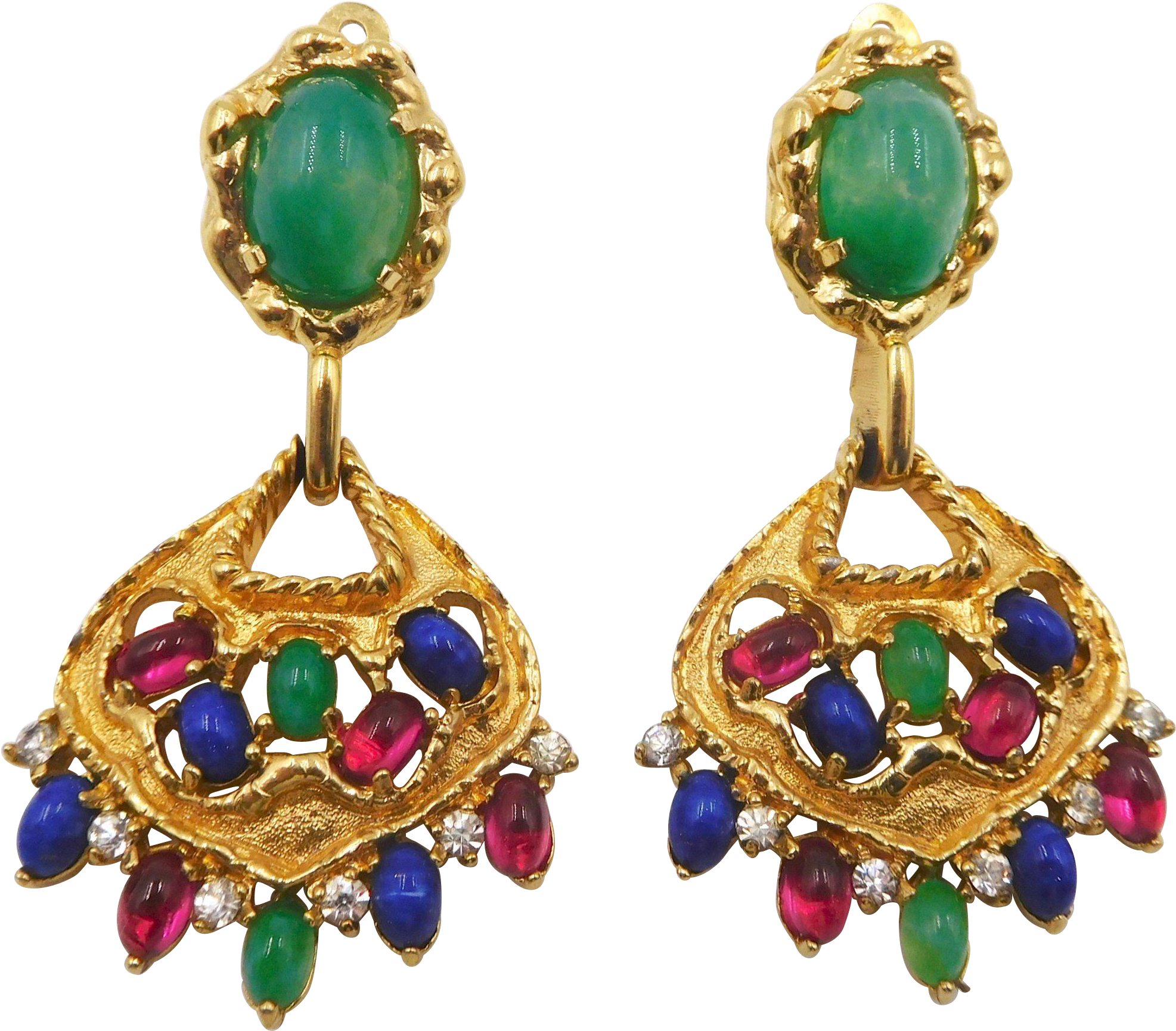 Vintage Jomaz Rhinestone Chandelier Clip Earrings Mogul - Earrings (1972x1972)