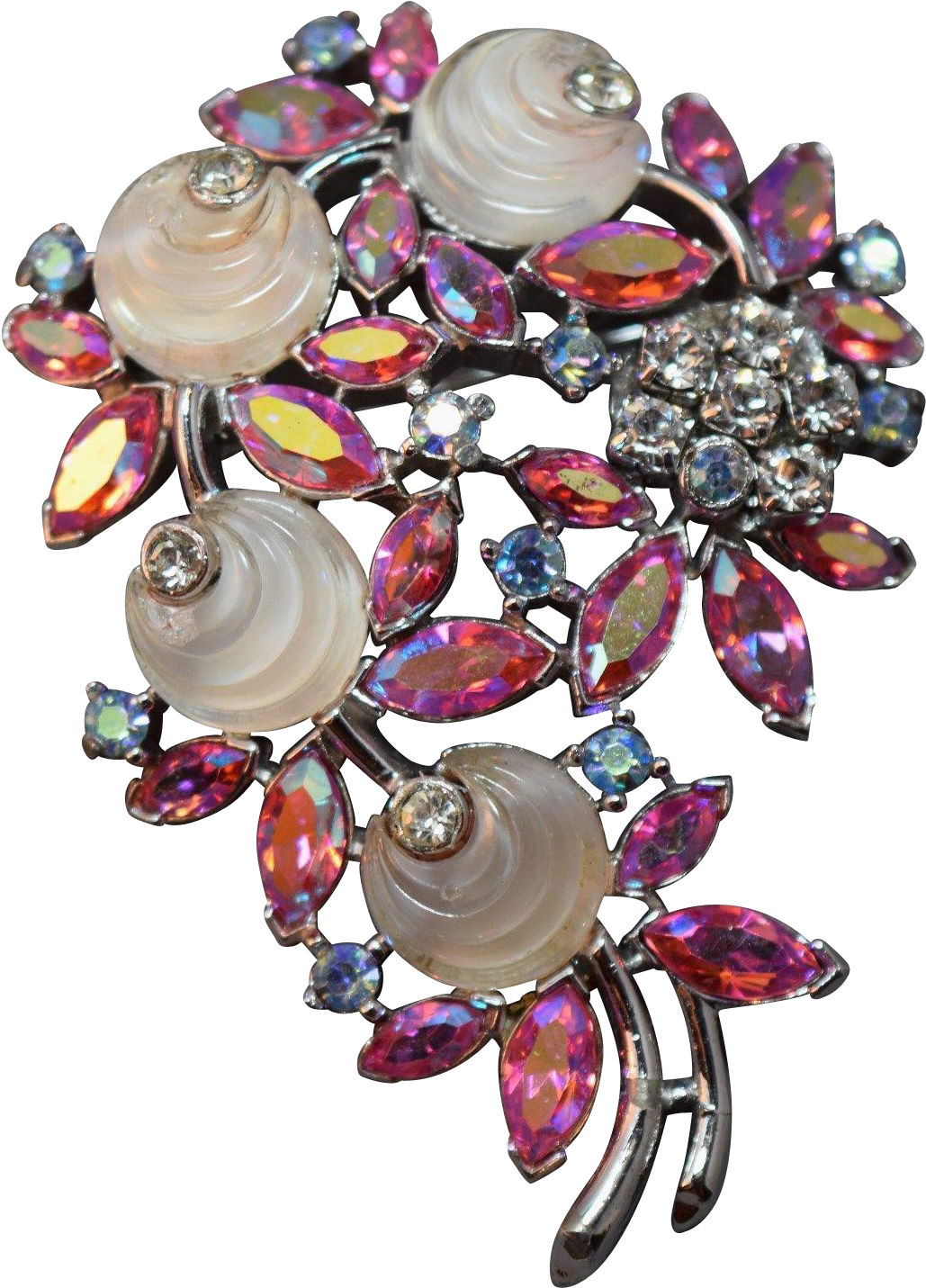 Vintage Crown Trifari Shoebutton Molded Stone & Rhinestone - Jewellery (1430x1430)