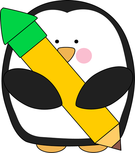 Penguin Holding A Pencil - Penguin Holding A Pencil (442x500)