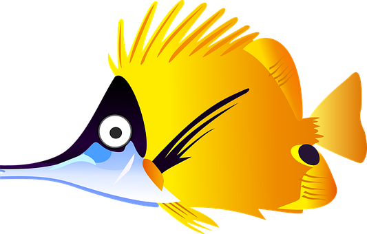 Cartoon Fish Sea Tropical Yellow Fish Fish - Cartoon Tropical Fish (533x340)