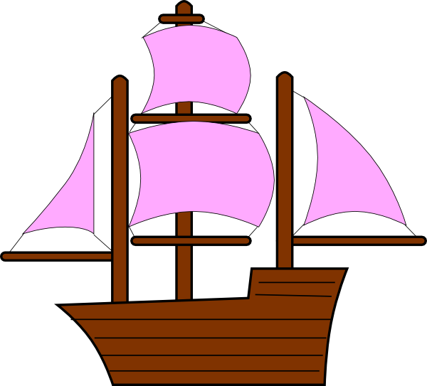 Pink Pirate Ship Clip Art - Pirate Ship Clipart (600x543)