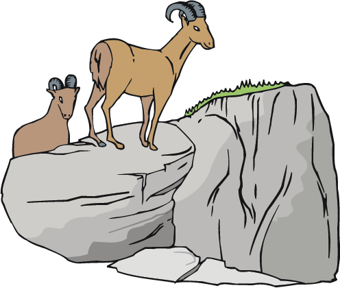 Goats - Goat Climbing The Mountain Clipart (496x420)