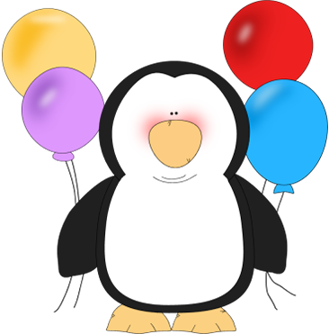 Penguing Holding Balloons - Penguin Clip Art (366x371)