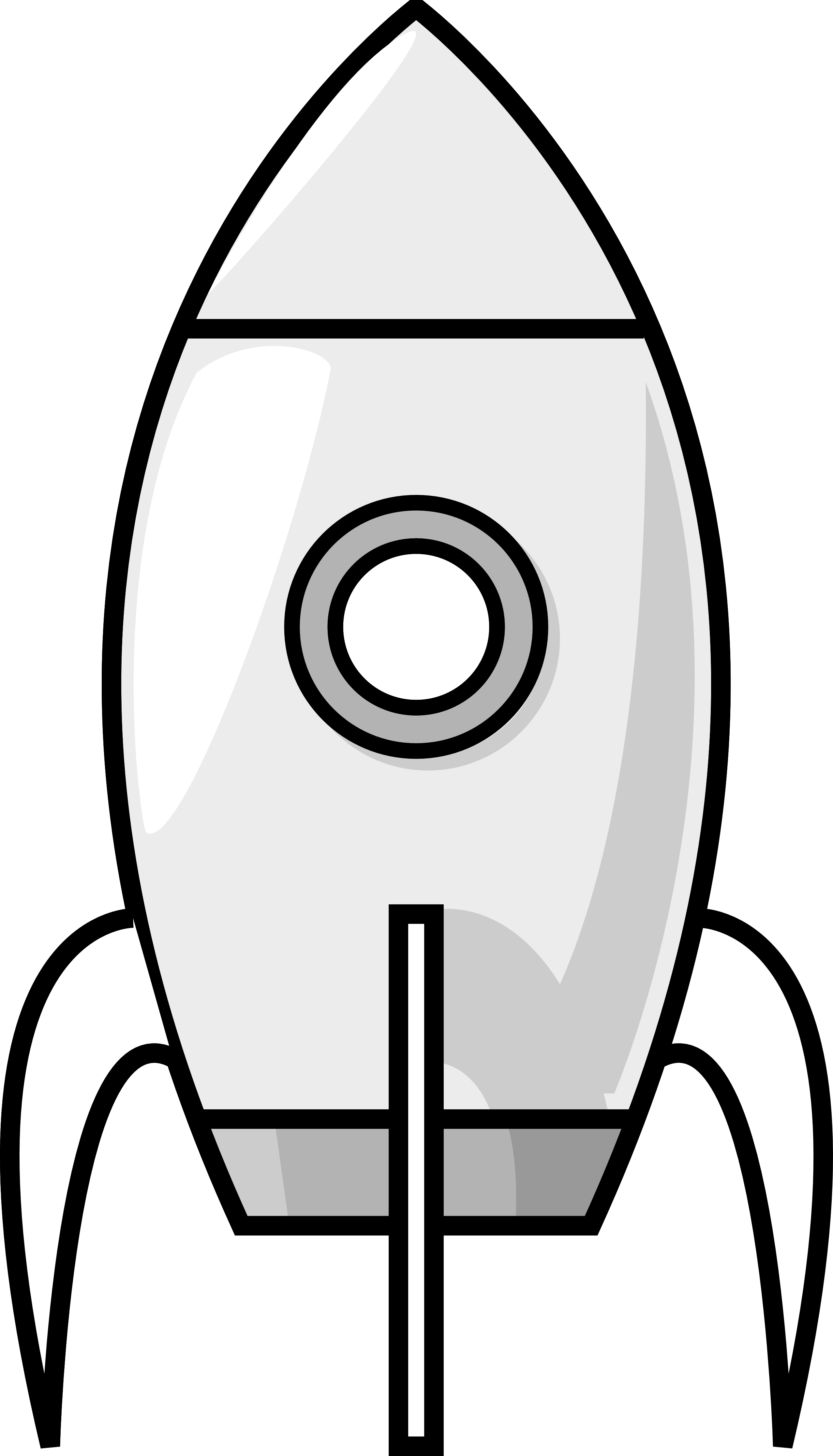 Clip Art Space Ship - Black And White Clipart Of Rockets (2555x4468)