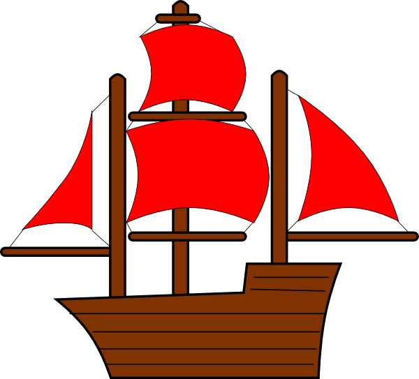 Red Pirate Ship Clip Art At Clker - Red Pirate Ship Clip Art (600x543)