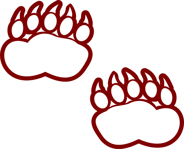 Modified Bear Paw Clip Art - Bear Track Coloring Pages (600x488)