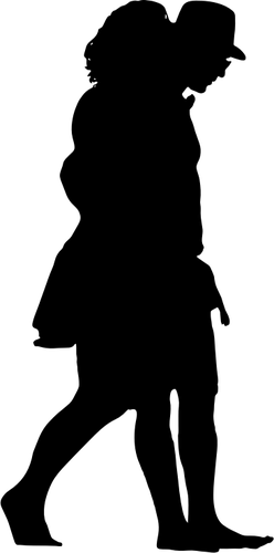 Boy And Girl Walking Silhouette Public Domain Vectors - Walking Silhouette Png (248x500)