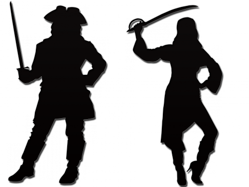 Pirate Silhouette Clip Art Pirate Ship Silhouette Clip - Silhouette Of A Pirate (500x375)