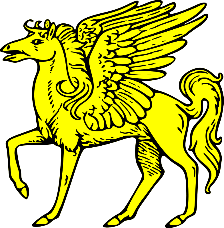 Shield, Gold, Coat, Arms, Crest, Animal - Flying Horses Clip Art (800x800)