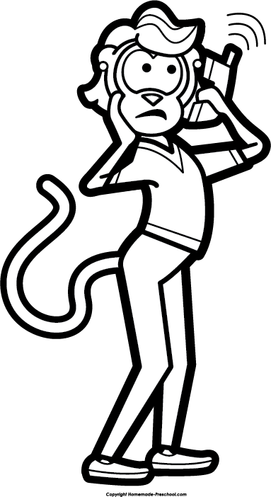 Free Monkey Clipart - Mama Monkey Calling Doctor (383x702)