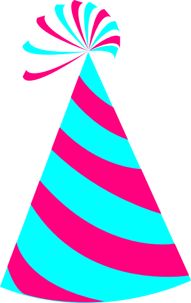 Pink And Blue Party Hat Clip Art - Animated Party Hat (378x599)