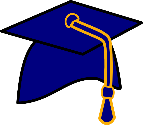 Graduation Hat Free Clip Art Of A Graduation Cap Clipart - Blue And Yellow Graduation Cap (600x527)