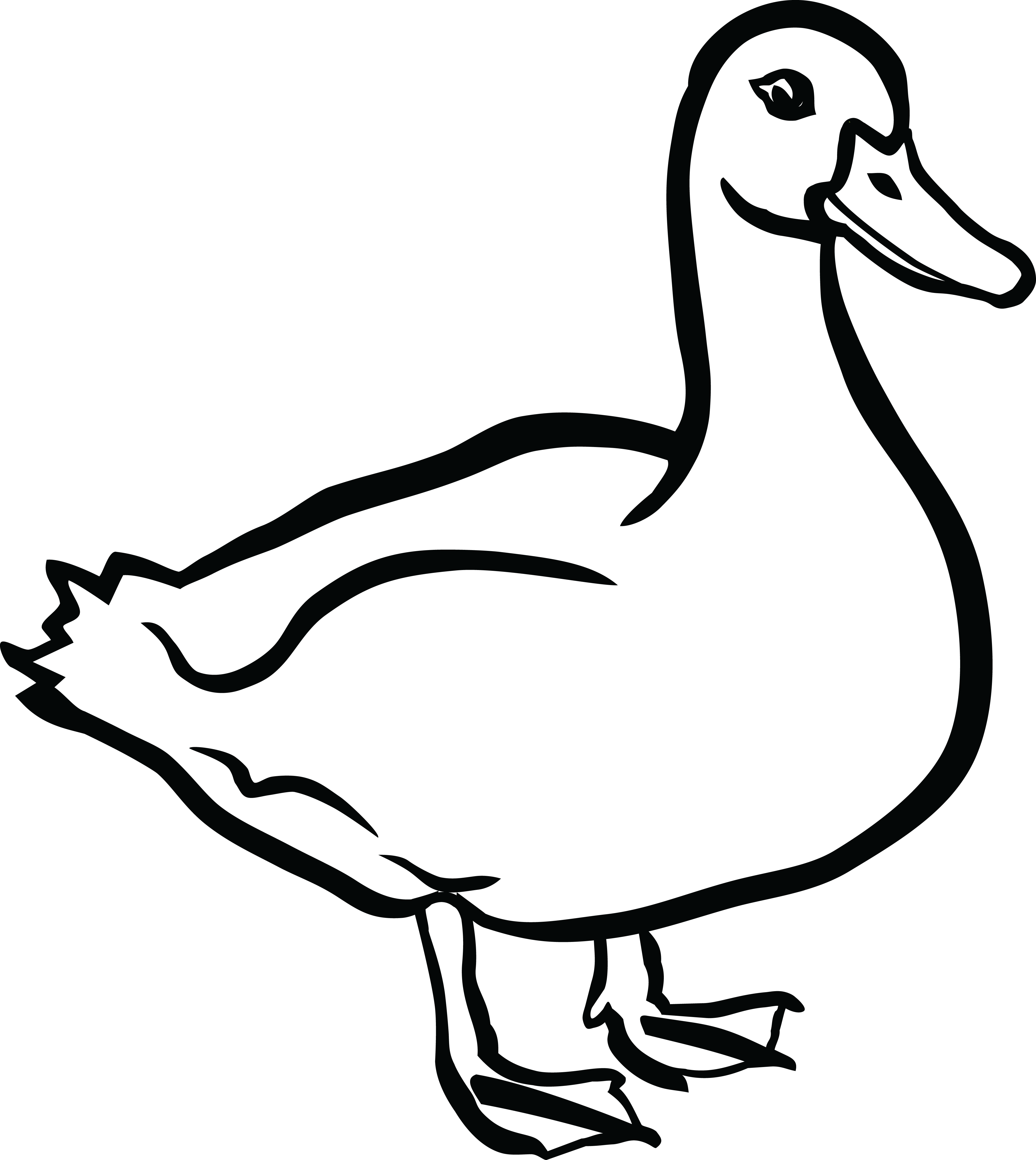 Free Clipart Of A Duck - Duck Black And White (4000x4479)