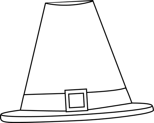 Black And White Pilgrim Hat - Pilgrim Hat Clipart Black And White (500x401)