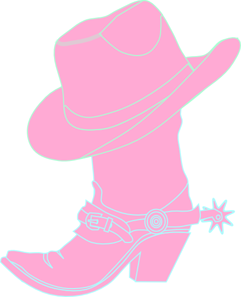 Cowgirl Clipart - Pink Cowboy Hat And Boots (486x598)
