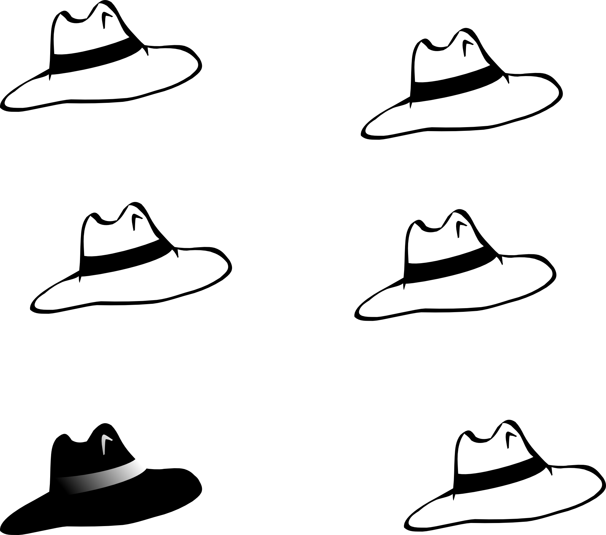 Goose - Clipart - Black - And - White - Six Hats (1969x1738)