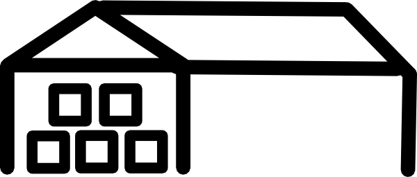 Black Warehouse Building Clipart - Outline Of A Warehouse (600x255)