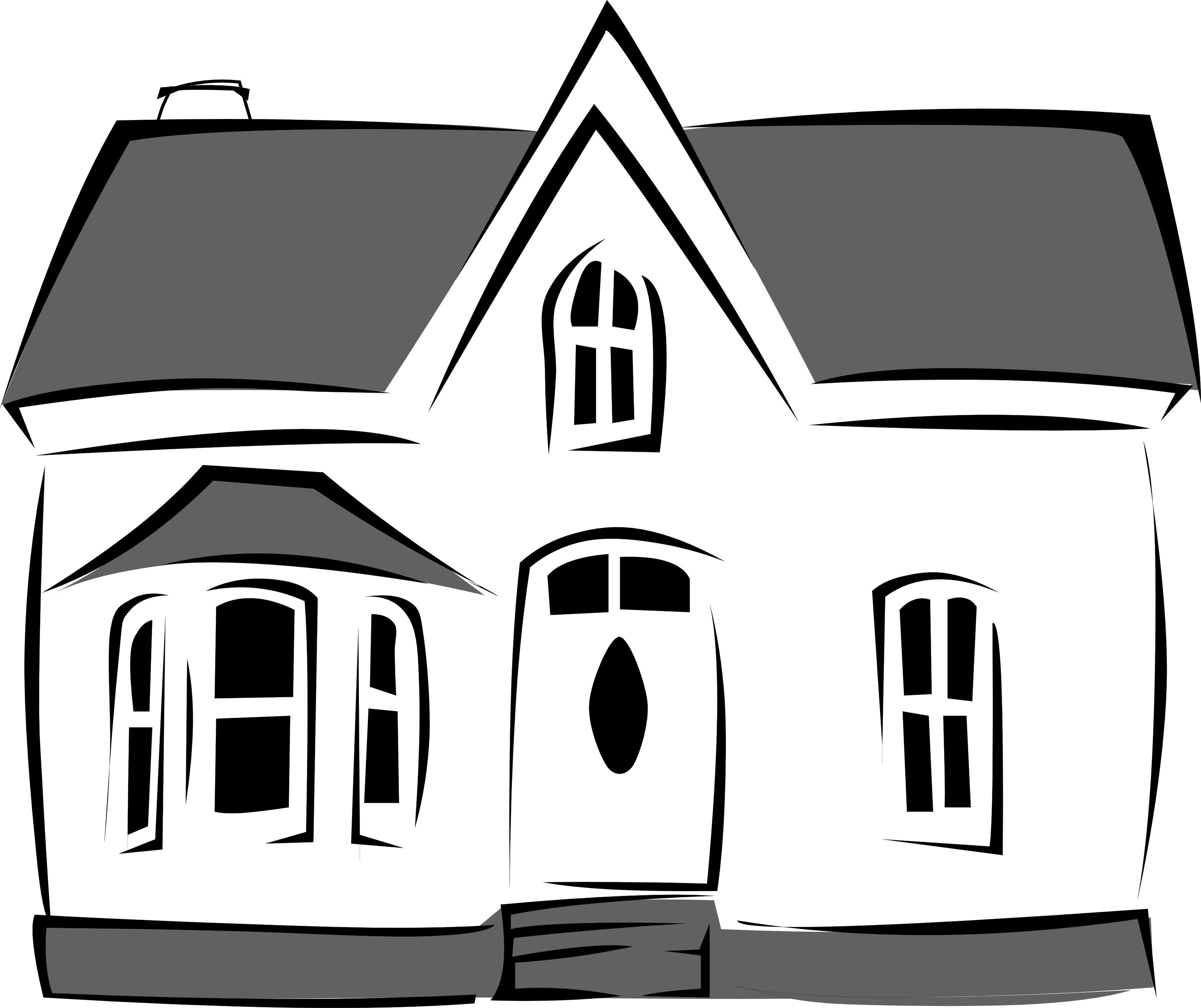 Commercial Black And White House Clipart - Black And White House (3333x2796)