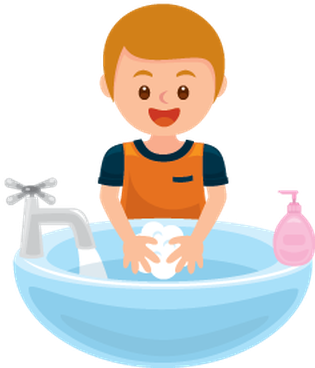 Hand Wash Clip Art Washing Hands Get Away Bacteria - Boy Washing Hands Clipart (325x399)