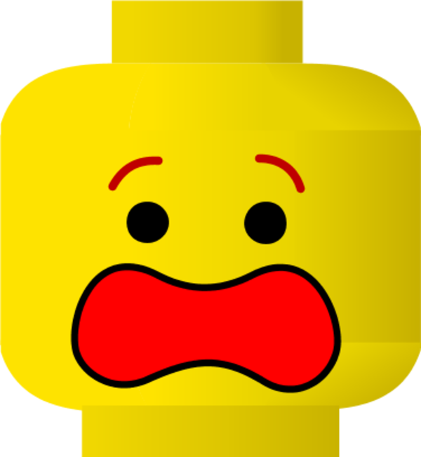 Lego Scared Face Clipart - Lego Face Clip Art (600x651)