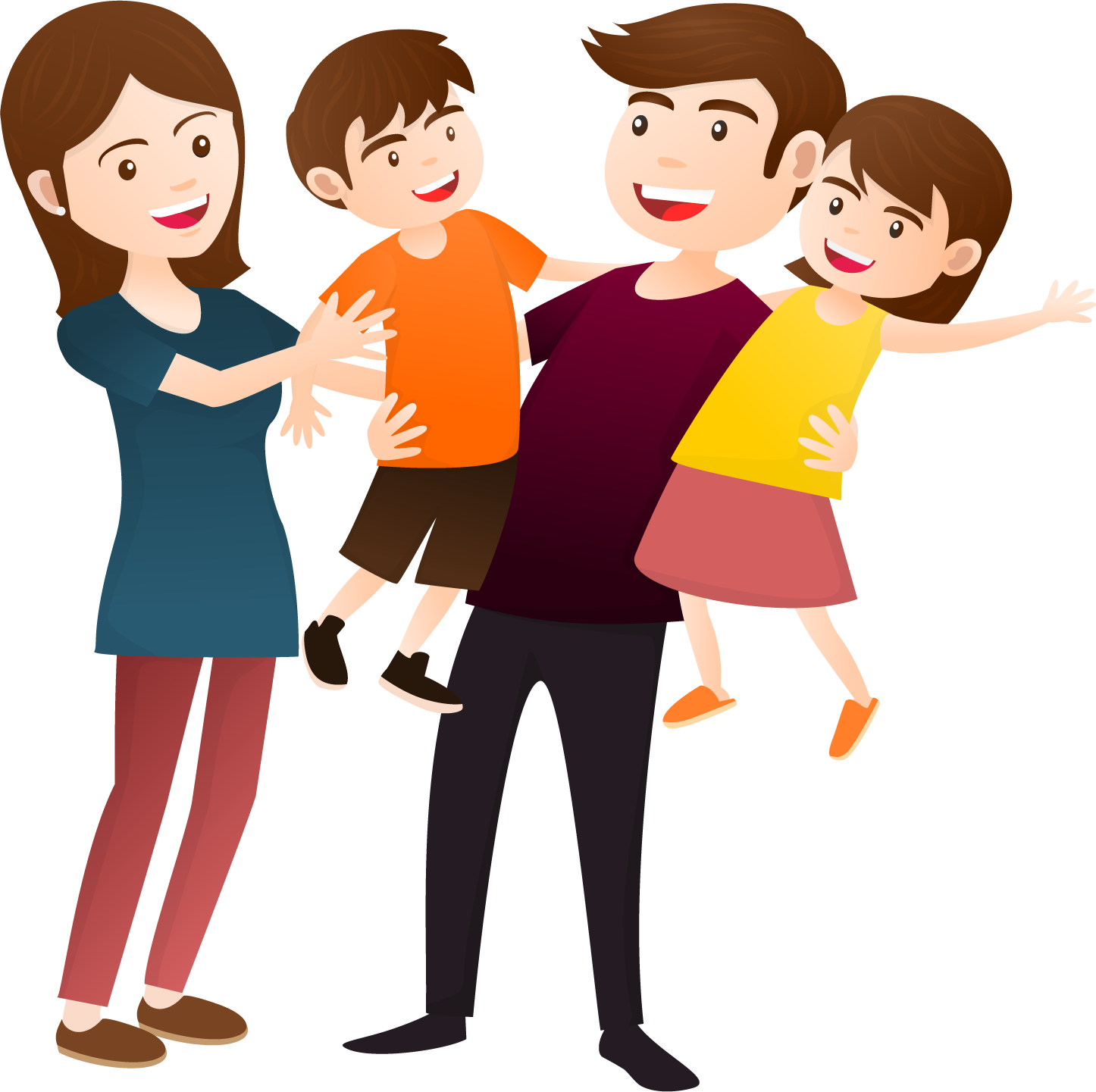 Family Desktop Wallpaper Clip Art - Happy People Clipart Transparent (1446x1441)