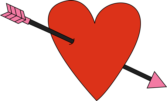 Red Valentine's Day Heart And Arrow - Arrow Going Through Heart (550x332)
