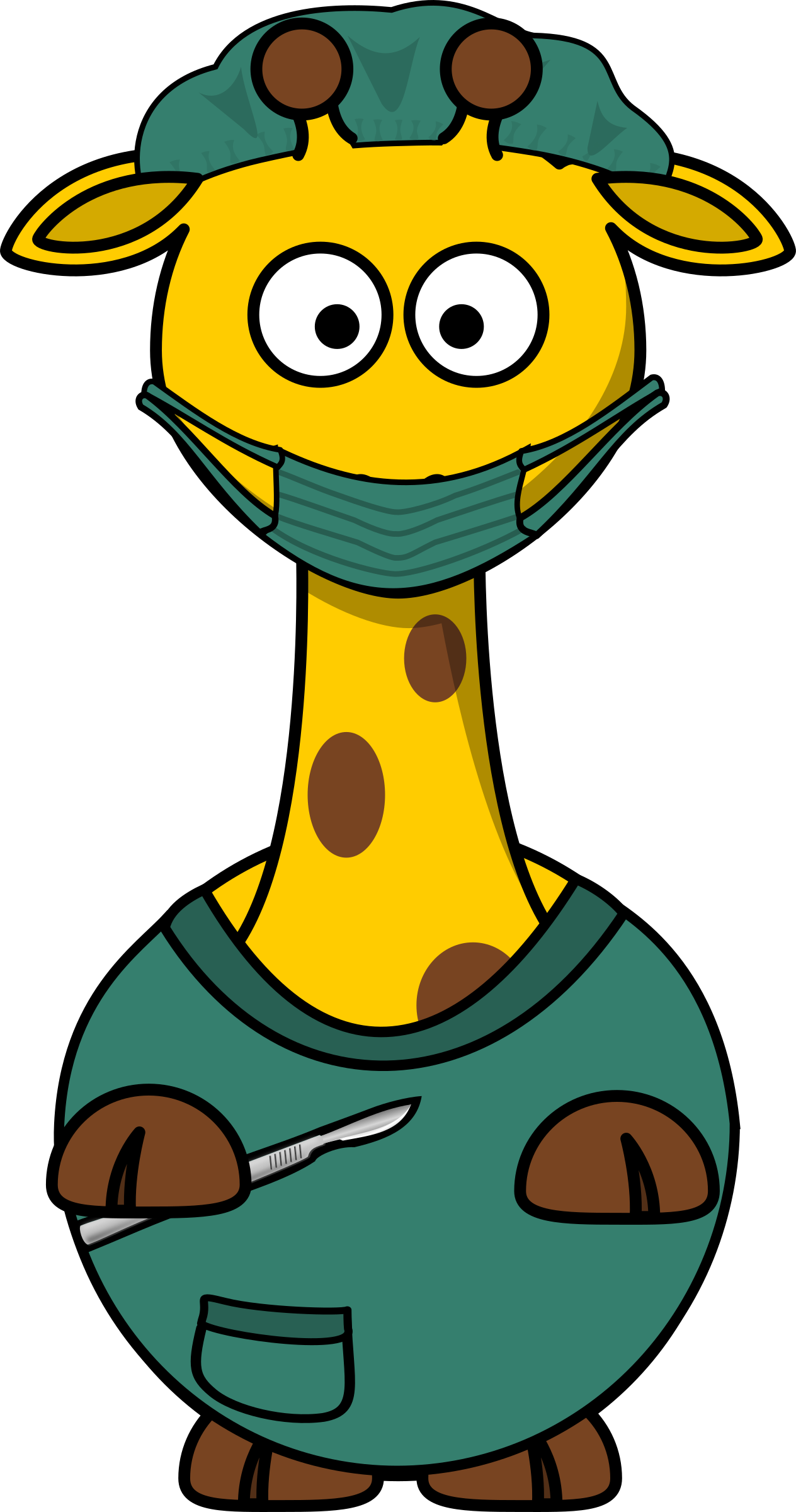 Caduceus Line Art Outline - Cartoon Giraffe Doctor (1264x2400)